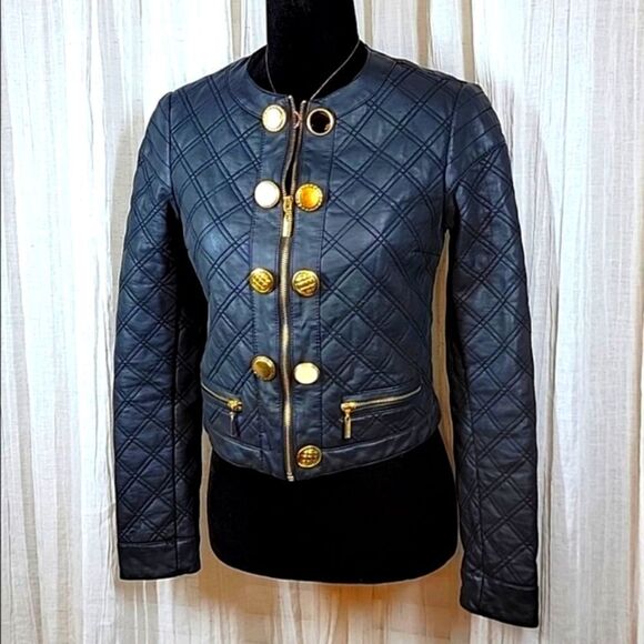 Bisou Bisou Black Quilted Cropped Faux Leather Jacket - Picture 4 of 16